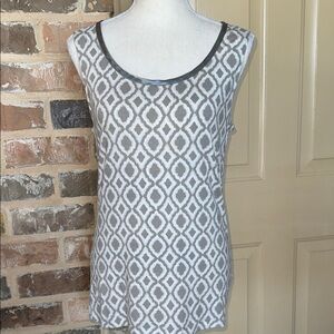 3/$20 Banana Republic Gray Satin Trim Patterned Sleeveless Tank Top Sz M